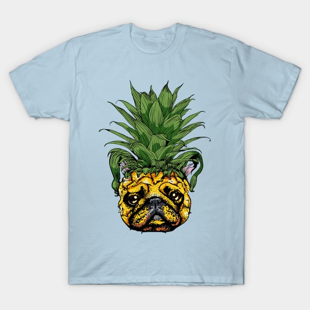 Pineapple French Bulldog T-Shirt by huebucket
